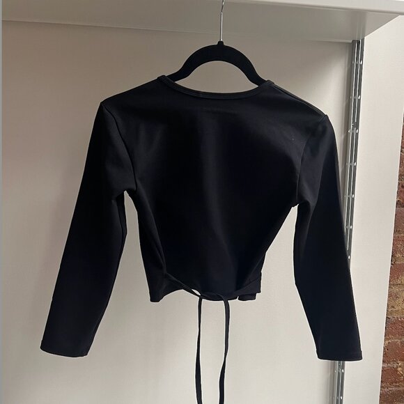 Live The Process Elegant Black Wrap Crop Top - Picture 2 of 3
